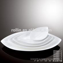 2016 Platos rectangulares de porcelana de cerámica blanca de fábrica de productos duraderos nuevos utilizados en el restaurante
